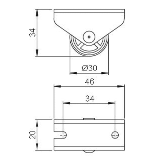 4x Möbel-Bockrolle mit Metallgriff | Ø 30 mm