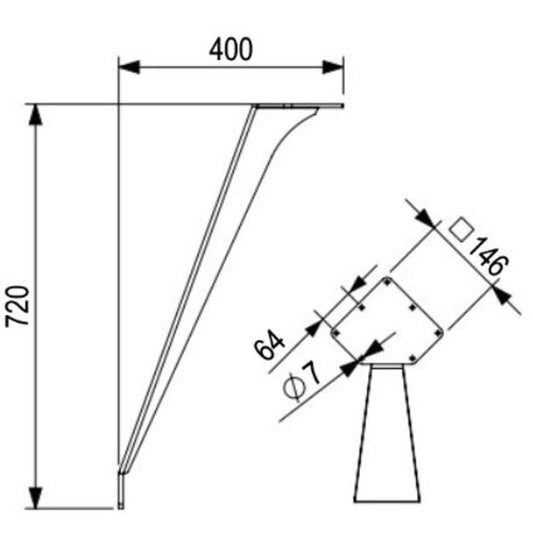 2x Schräges Tischfüße aus Stahl | Höhe 720mm | Mattschwarz RAL 9005