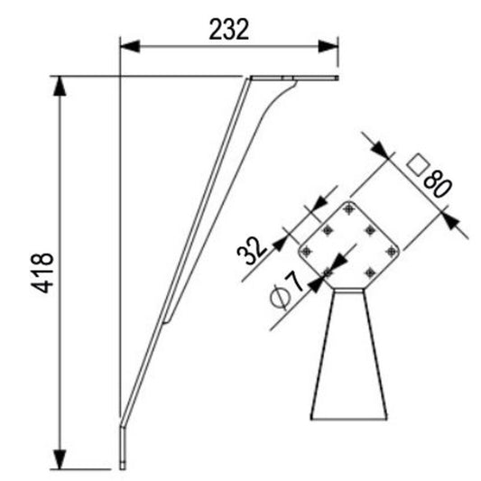 2x Schräges Tischfüße aus Stahl | Höhe 418mm | Mattschwarz RAL 9005