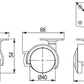 4x Lenkbare Möbelrolle mit weicher Walze | Ø 40 mm
