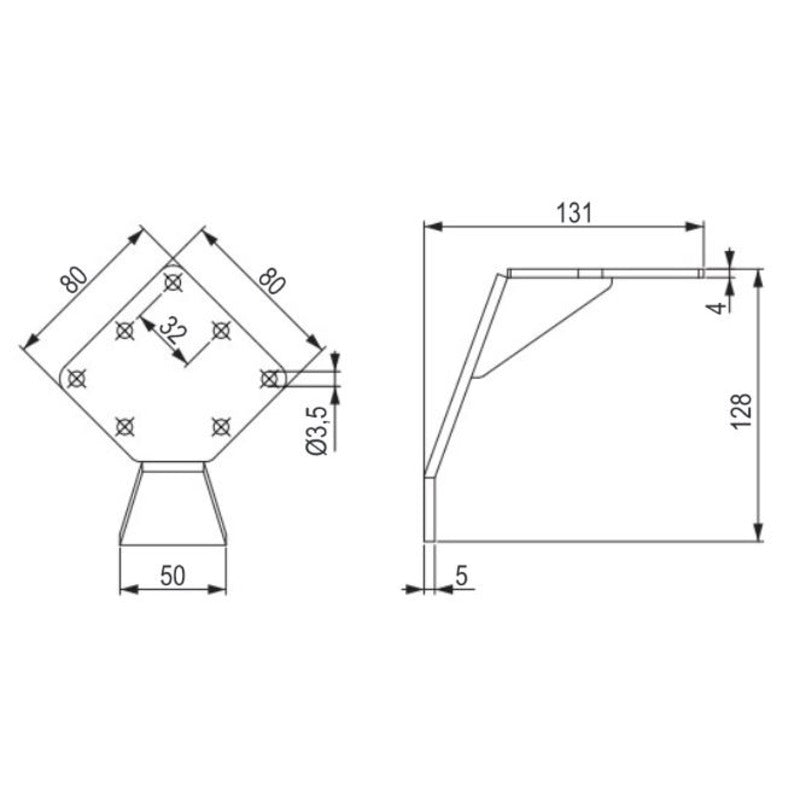 4x Schräges Möbelfüße aus Metall | Höhe 128mm | Mattschwarz RAL 9005