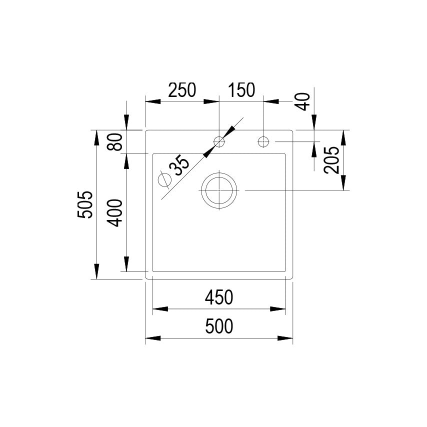 Spülbecken Duna | 500x505 mm