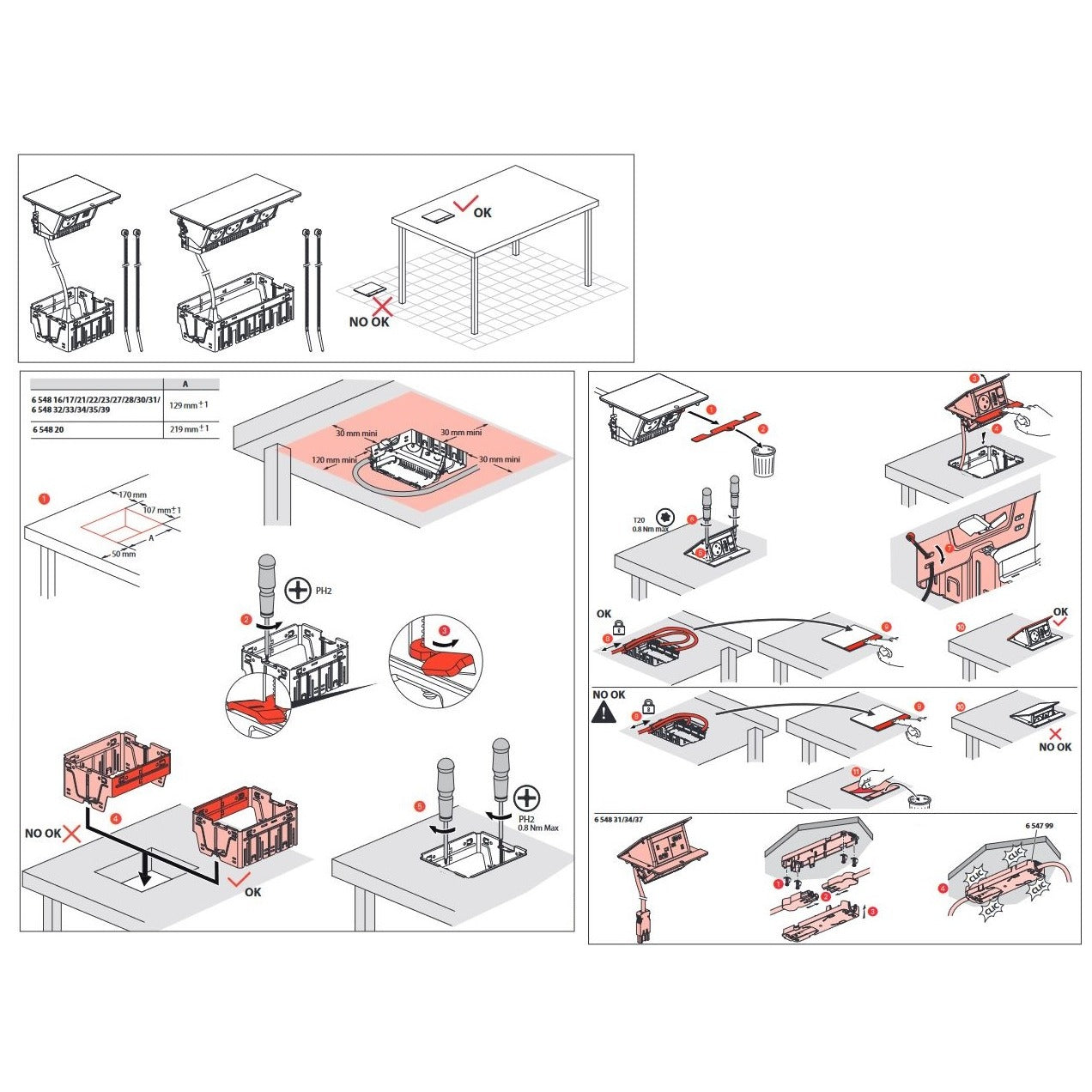 Pop-up Ausziehbare Steckdose | 230V | USB A/C | HDMI | RJ45