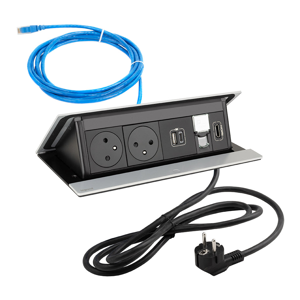 Doppel-Pop-up Ausziehbare Steckdose | 230V | USB A/C | HDMI | RJ45