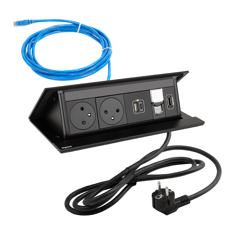 Doppel-Pop-up Ausziehbare Steckdose | 230V | USB A/C | HDMI | RJ45