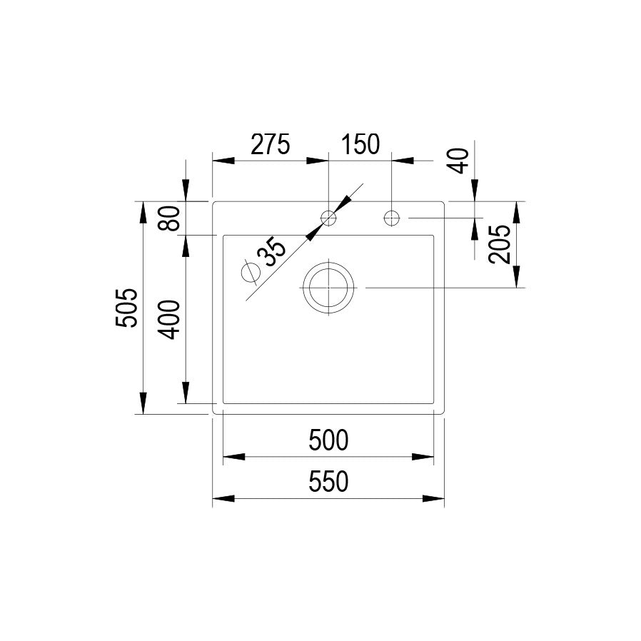 Spülbecken Duna | 550x505 mm