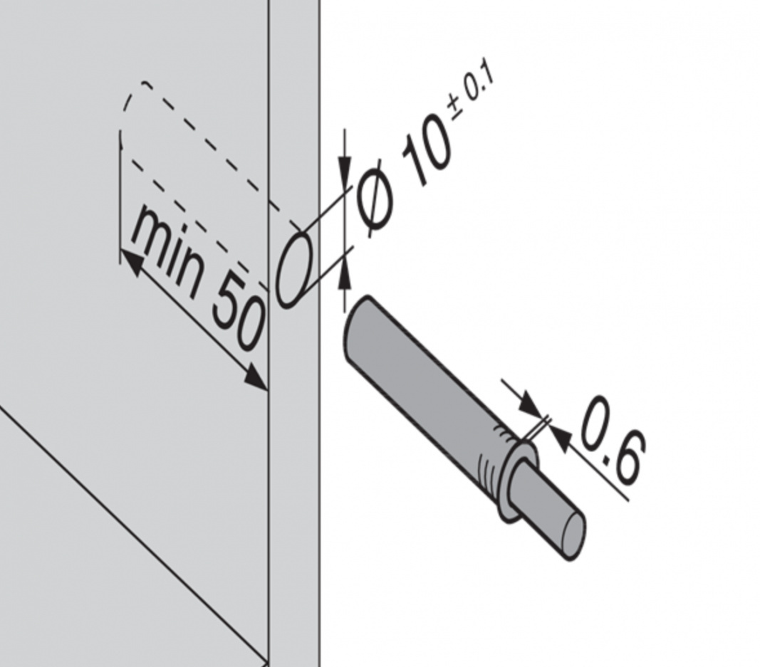 BLUM Tip ON Mechanismus für Scharnier 50mm mit Magnet 956.1004