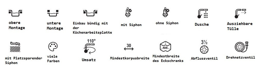 Spültischmischer VENTO "U" mit Ausziehbarer Luftsprudler | Chrom