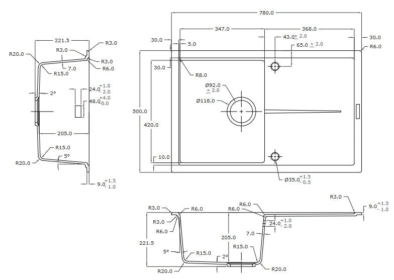 Spülbecken Labe | 780x500 mm