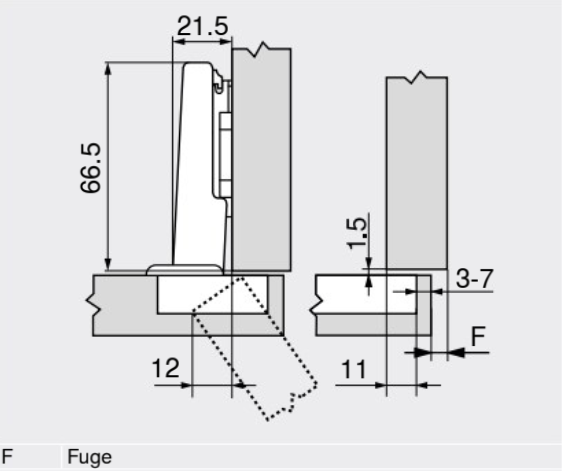 BLUM Möbelaufsteckscharnier 110° TIP-ON 70T3550.TL