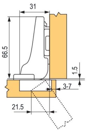 BLUM Halbüberlagerte Scharnier CLIP top BLUMOTION 110° 71B3650