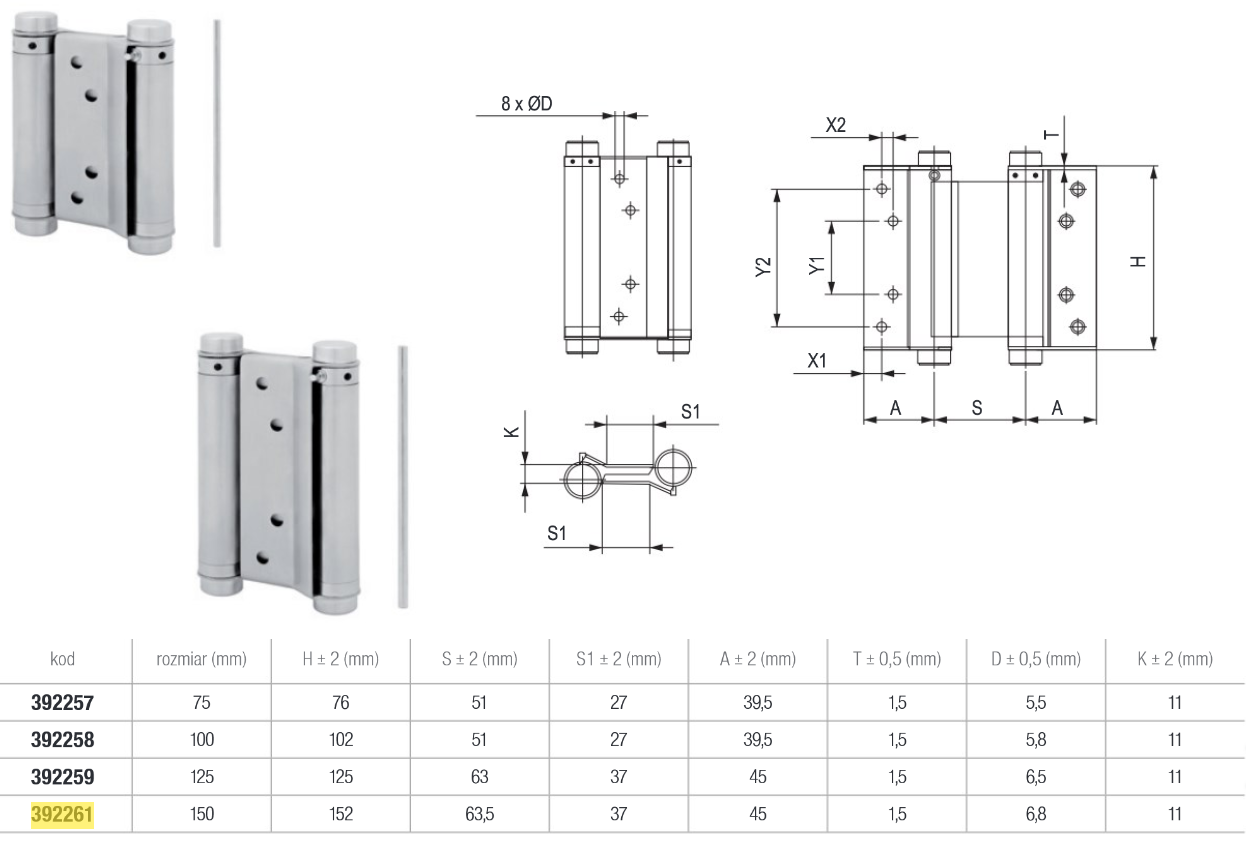 Pendeltürscharniere Edelstahl Bandhöhe 150mm 1 Paar