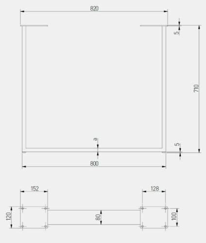 Tischbein U-Form schwarz Loft-Look | Höhe 710mm | Stahlprofil 80x80mm